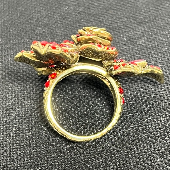 HEIDI DAUS Statement Ring RARE Red Rose Crystal ROSE ELEGANCE Estate - Picture 3 of 15